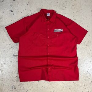 Blue Grape Nickelback Work Shirt Mens XL Red Excellent Racing Graphic Button Up